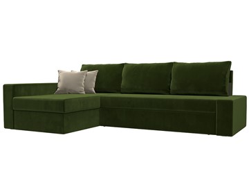 Угловой раскладной диван Версаль, Зеленый/Бежевый (микровельвет) в Асбесте