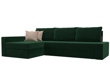 Угловой раскладной диван Версаль, Зеленый/Бежевый (велюр) в Ирбите