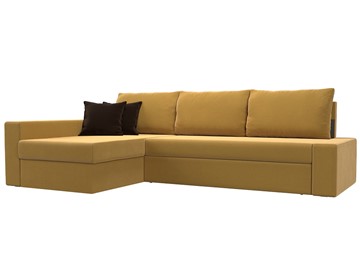 Угловой диван Версаль, Желтый/Коричневый (микровельвет) в Ирбите