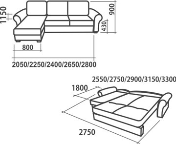 Угловой диван Аккордеон-1, 330 (круглые подлокотники) с коробом в Екатеринбурге - предосмотр 1