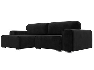 Угловой диван с оттоманкой Лига-029, Черный (Велюр) в Красноуфимске