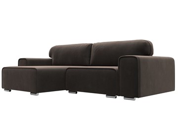 Угловой диван с оттоманкой Лига-029, Коричневый (Велюр) в Ревде