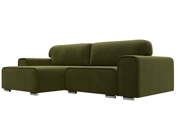 Угловой диван с оттоманкой Лига-029, Зеленый (Микровельвет) в Артемовском