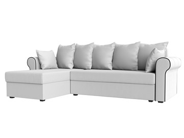Угловой диван с оттоманкой Рейн, Белый/Черный (экокожа) в Ирбите