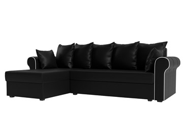 Угловой диван с оттоманкой Рейн, Черный/Белый (экокожа) в Ревде