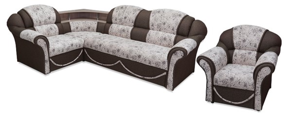 Угловой диван Соня-12 с полкой и креслом в Кушве - изображение