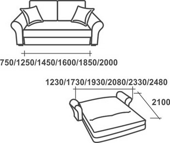 Прямой диван Аккордеон-1, 140 (круглые подлокотники) в Краснотурьинске - предосмотр 2