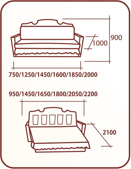 Прямой диван Аккордеон Бук 155, Элакс, Радуга в Екатеринбурге - изображение 1