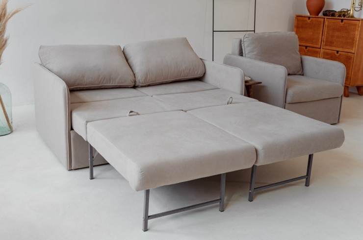 Комплект мебели Амира бежевый диван + кресло в Каменске-Уральском - изображение 3