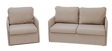 Комплект мебели Амира бежевый диван + кресло в Ревде