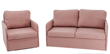 Комплект мебели Амира розовый диван + кресло в Екатеринбурге - предосмотр