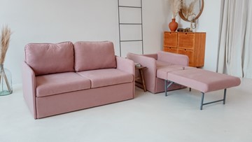 Комплект мебели Амира розовый диван + кресло в Екатеринбурге - предосмотр 4