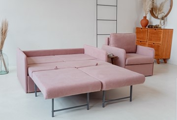 Комплект мебели Амира розовый диван + кресло в Екатеринбурге - предосмотр 5