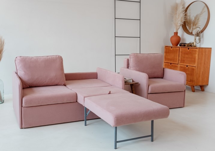 Комплект мебели Амира розовый диван + кресло в Екатеринбурге - изображение 6