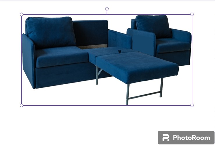 Комплект мебели Амира синий диван + кресло в Первоуральске - изображение 1