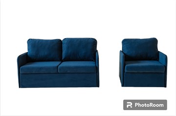 Комплект мебели Brendoss Амира синий диван + кресло в Екатеринбурге