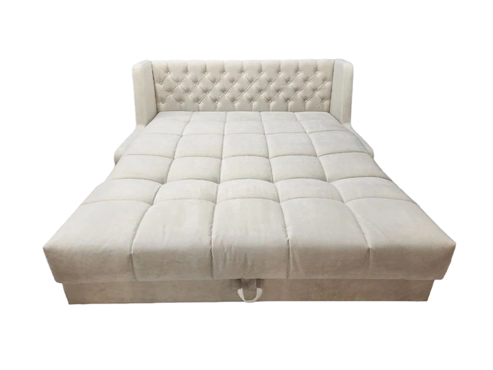 Прямой диван Аккордеон-Кровать 1,55 с каретной утяжкой, клетка (ППУ) в Кушве - изображение 1