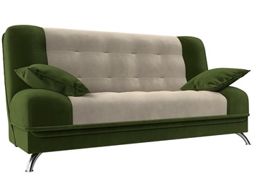 Прямой диван Анна, Бежевый/Зеленый (микровельвет) в Ревде