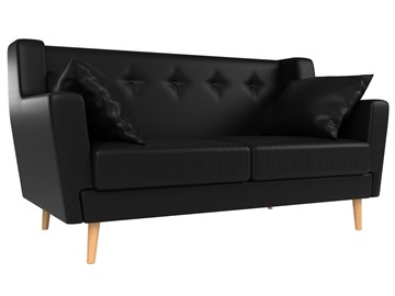 Прямой диван Брайтон 2, Черный (экокожа) в Кушве