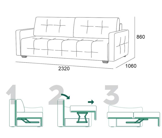 Прямой диван Бруно 2 БД в Асбесте - изображение 6