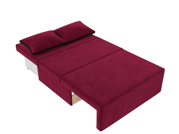 Прямой диван Лагуна, Бордовый/Черный (Микровельвет) в Ревде - изображение 3