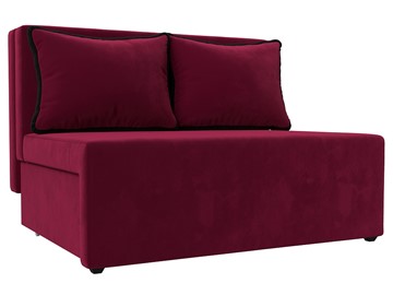 Прямой диван Лагуна, Бордовый/Черный (Микровельвет) в Ирбите