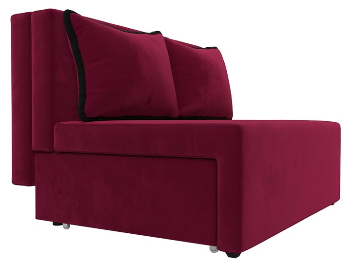 Прямой диван Лагуна, Бордовый/Черный (Микровельвет) в Ревде - изображение 5