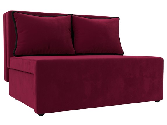 Прямой диван Лагуна, Бордовый/Черный (Микровельвет) в Ревде - изображение