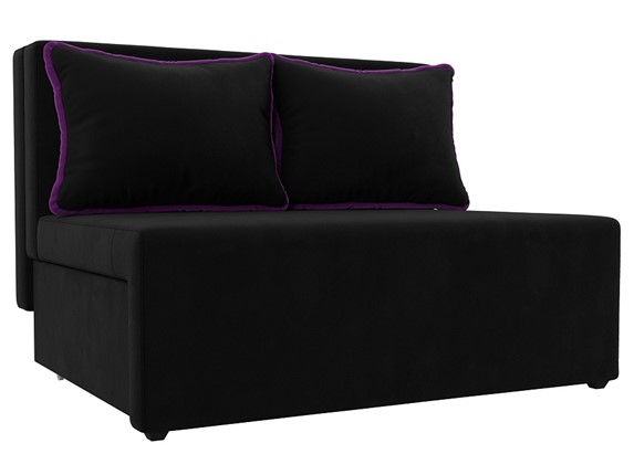 Прямой диван Лагуна, Черный/Фиолетовый (Микровельвет) в Екатеринбурге - изображение