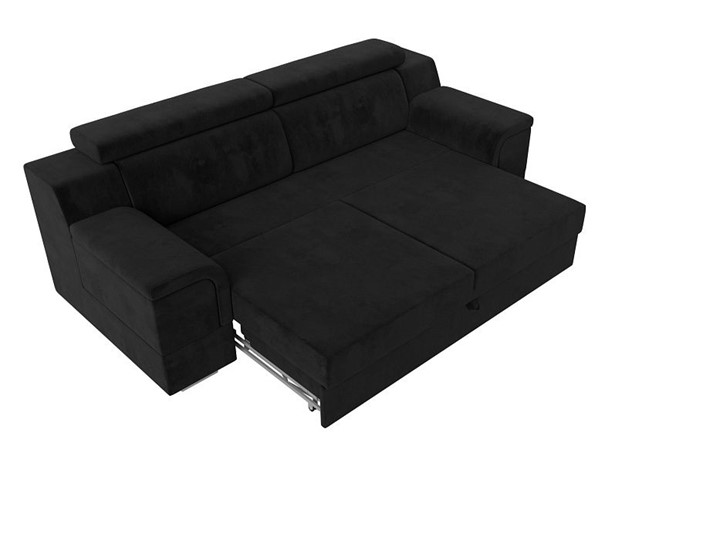 Прямой диван Лига-003 НПБ, Черный (Велюр) в Кушве - изображение 1