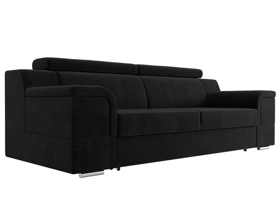 Прямой диван Лига-003 НПБ, Черный (Велюр) в Кушве - изображение