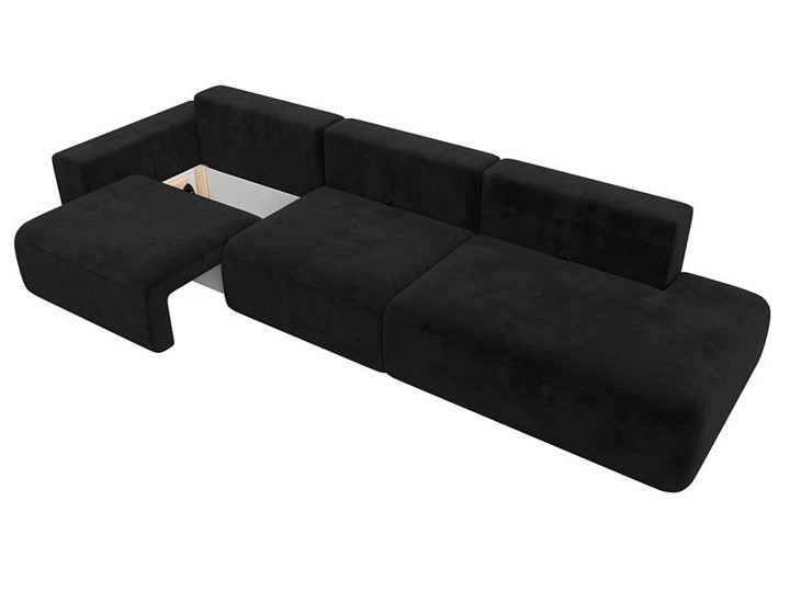 Прямой диван Лига-036 Модерн Лонг, Черный (велюр) в Екатеринбурге - изображение 1