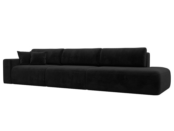 Прямой диван Лига-036 Модерн Лонг, Черный (велюр) в Екатеринбурге - изображение