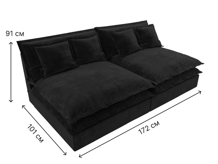 Прямой диван Лига-040, Черный (Велюр) в Ревде - изображение 6