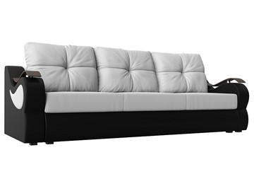 Прямой диван Меркурий еврокнижка, Белый/черный (экокожа) в Ревде