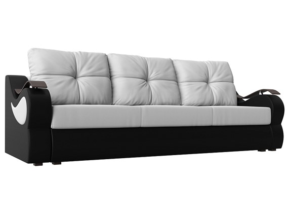Прямой диван Меркурий еврокнижка, Белый/черный (экокожа) в Екатеринбурге - изображение