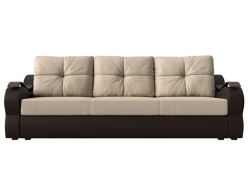 Прямой диван Меркурий еврокнижка, Бежевый/коричневый (экокожа) в Первоуральске - предосмотр 1
