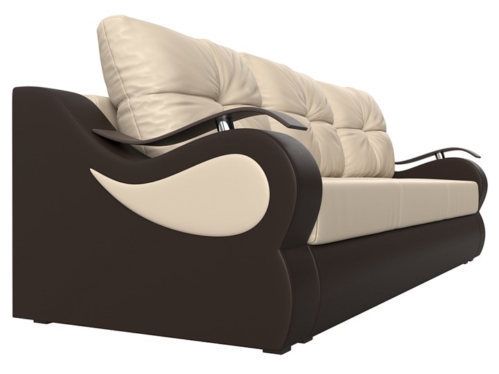 Прямой диван Меркурий еврокнижка, Бежевый/коричневый (экокожа) в Первоуральске - изображение 2