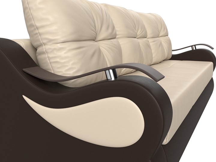 Прямой диван Меркурий еврокнижка, Бежевый/коричневый (экокожа) в Первоуральске - изображение 3