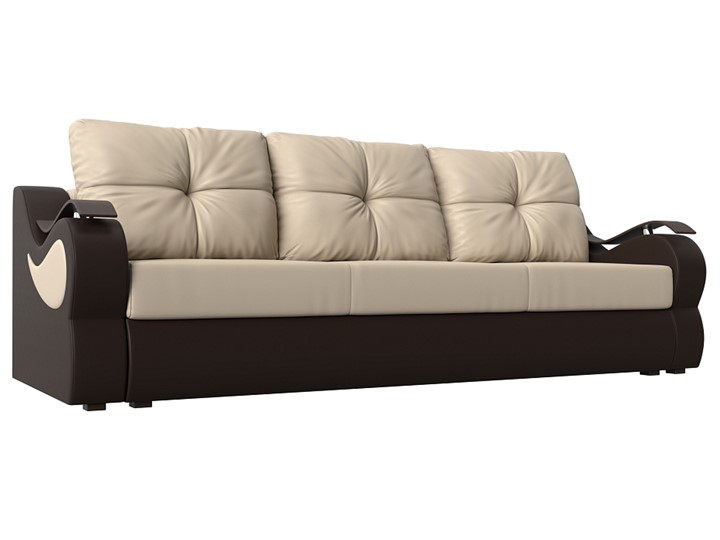 Прямой диван Меркурий еврокнижка, Бежевый/коричневый (экокожа) в Первоуральске - изображение 4