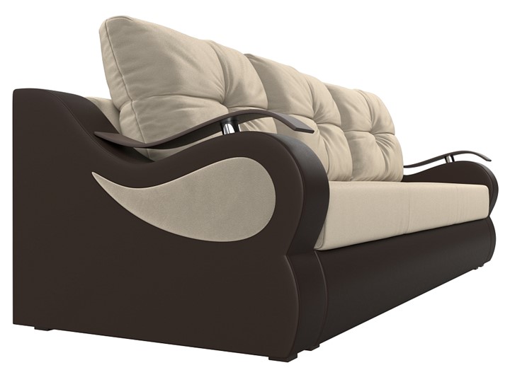 Прямой диван Меркурий еврокнижка, Бежевый/коричневый (вельвет/экокожа) в Первоуральске - изображение 2