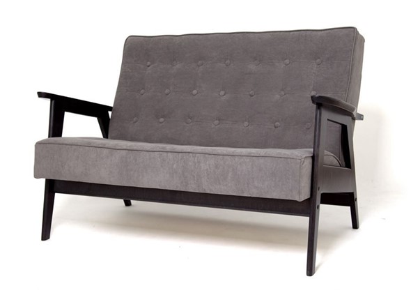 Прямой диван Ретро, двухместный (Темный тон / RS 15 - темно-серый) в Кушве - изображение