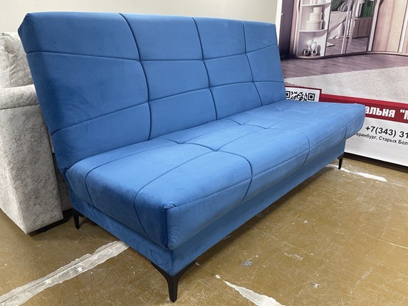 Прямой диван Ривьера БД 2022 Ground 10 синий велюр в Красноуфимске - изображение