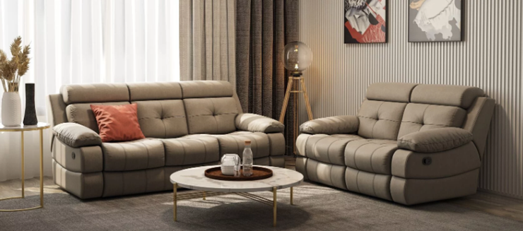 Прямой диван Рокфорд МД, 2 реклайнера в Артемовском - изображение 2