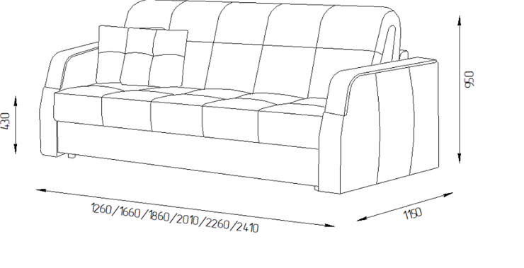 Прямой диван Турин 2 165 (НПБ) в Ревде - изображение 1