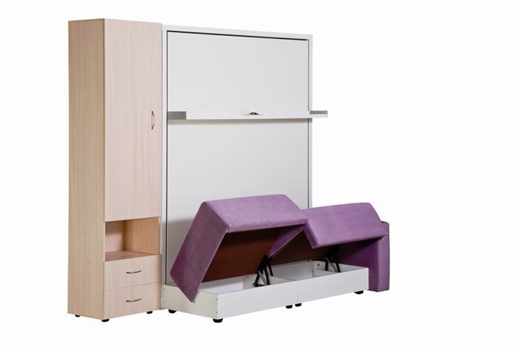 Диван Кровать-трансформер Smart (ШЛ+КД 1600+ШП+Пуф), 2 шкафа, без подлокотников в Ревде - изображение 4