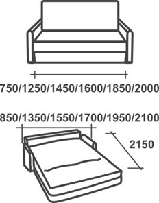 Прямой диван Аккордеон-М, 155 в Кушве - предосмотр 1