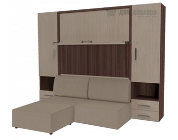 Диван Кровать-трансформер Smart (ШЛ+КД 1600+ШП+Пуф), 2 шкафа, без подлокотников в Красноуфимске