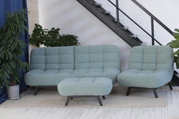 Комплект мебели Абри цвет мята кресло + диван + пуф опора металл в Ревде