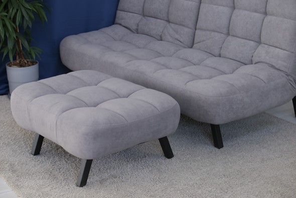 Комплект мебели Абри цвет серый диван + пуф опора металл в Екатеринбурге - изображение